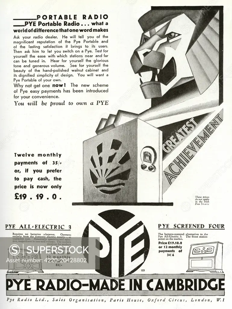 'Pye Portable Radio. . . what a world of difference that one word makes'.  Ask your radio dealer.  He will tell you of the magnificent reputation of the Pye Portable and the lasting satisfaction it brings to its brings to its users.  Then ask him to let you switch on a Pye. Test for yourself the ease with which stations near and far can be tuned in.  Hear for yourself the glorious tone and generous volume.  see for yourself the beauty of the hand polished walnut cabinet and its dignifed simplici