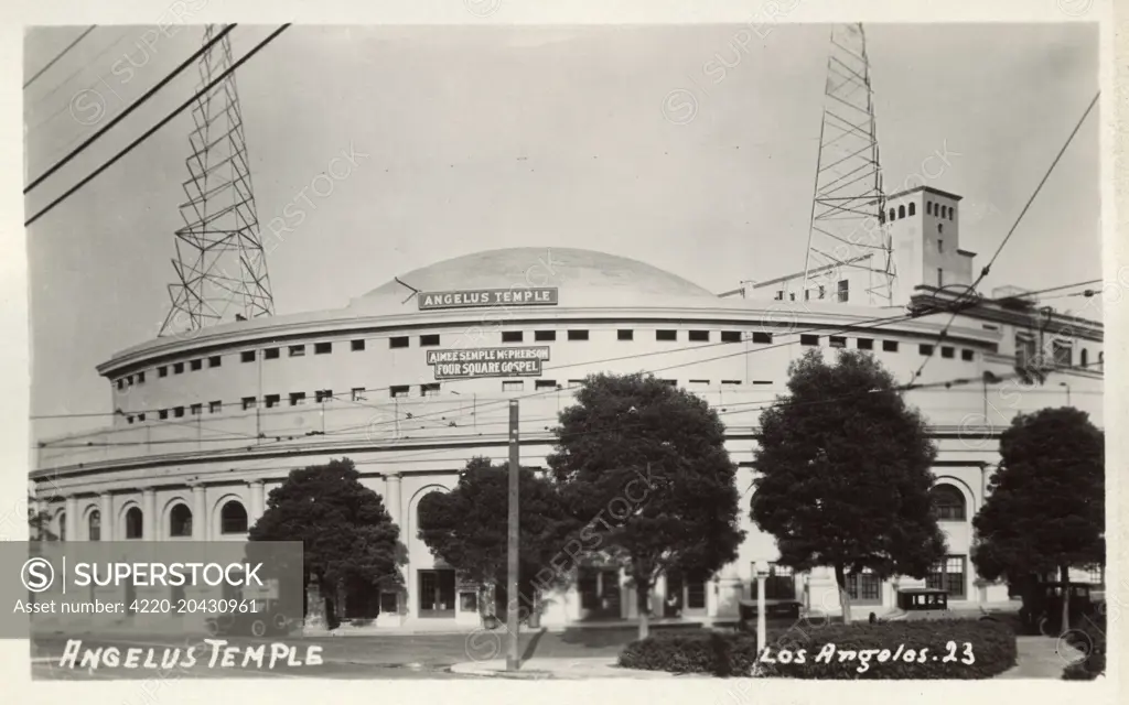 Angelus Temple, Los Angeles, California, USA.  It was built in 1923, with seating for 5300 people.  The founder and pastor was Aimee Semple McPherson.   20th century