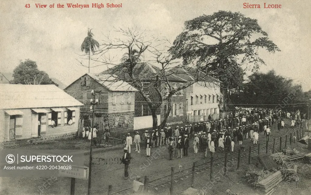 The Wesleyan High School, Freetown, Sierra Leone, West Africa.     Date: 1910