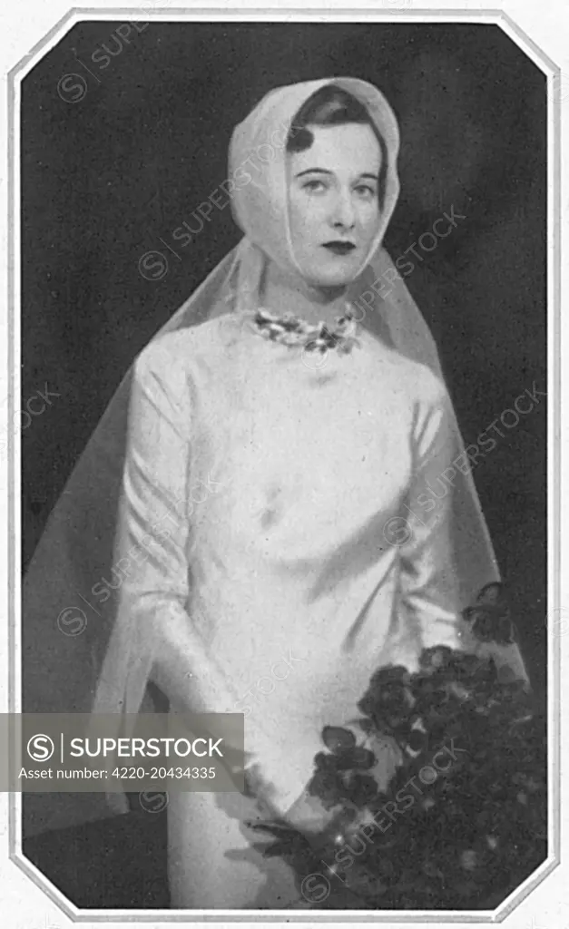 Barbara (Baba) Beaton in the wedding dress she wore to marry Mr Alec Hambro at St Mark's, North Audley Street, London     Date: 6 November 1934