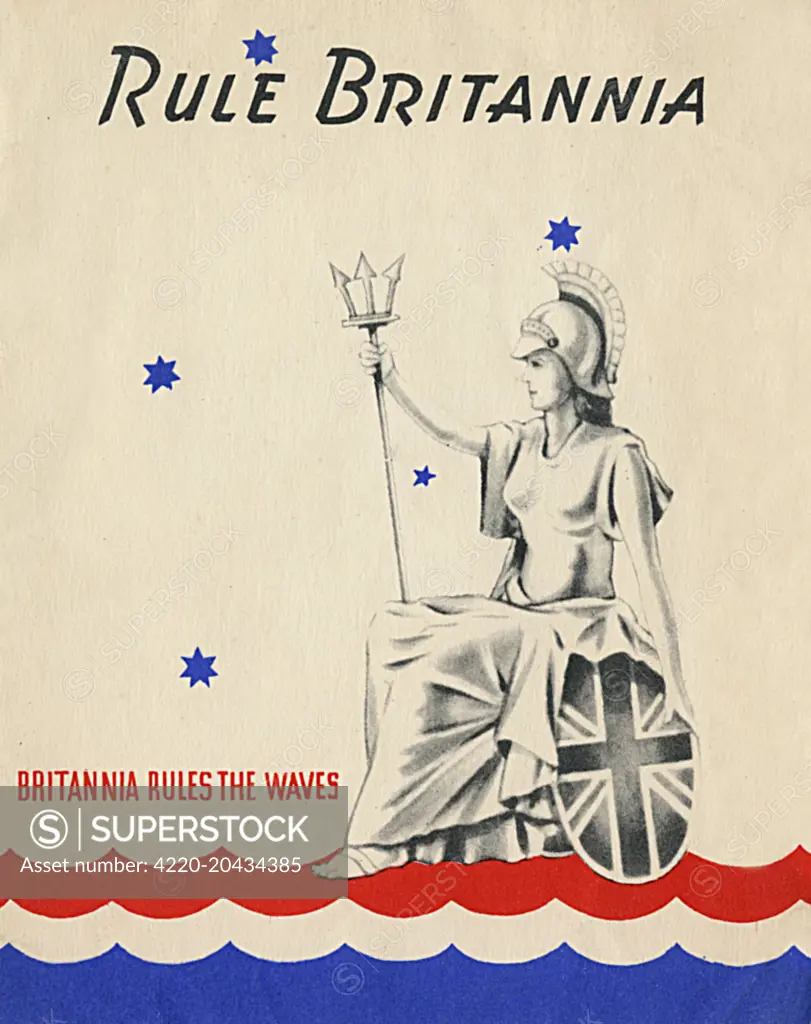 Rule Britannia - Britannia Rules the Waves - WW2 era propaganda greetings card  circa 1943