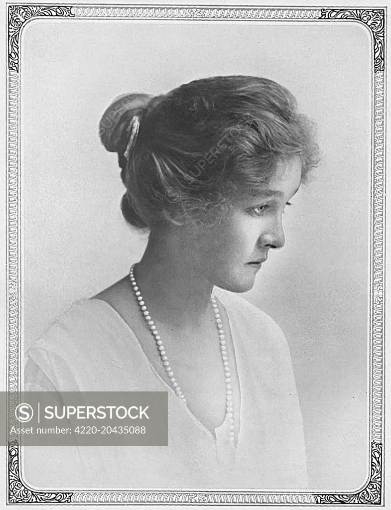 Violet Astor, Lady Astor of Hever (n&#x9960;Elliot-Murray-Kynynmound) DStJ (28 May 18893 January 1965), daughter of the 4th Earl of Minto and the wife of John Jacob Astor, 1st Baron Astor of Hever.  Her first husband, Lord Charles Mercer Nairne Fitz-Maurice was killed in action in October 1914.  She married the youngest son of Lord Astor in 1916.       Date: 1917