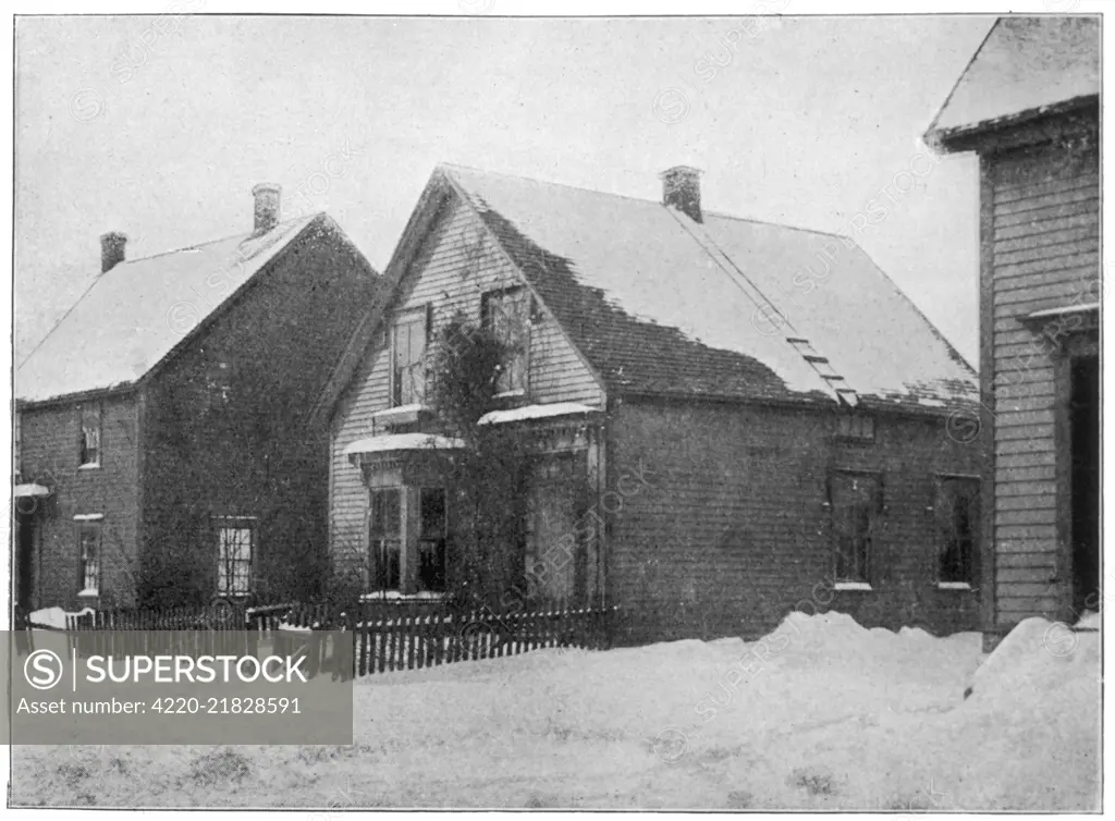 House at Amherst, Nova Scotia, scene of The Great Amherst Mystery - poltergeist case revolving around Esther Cox.       Date: 1878/9