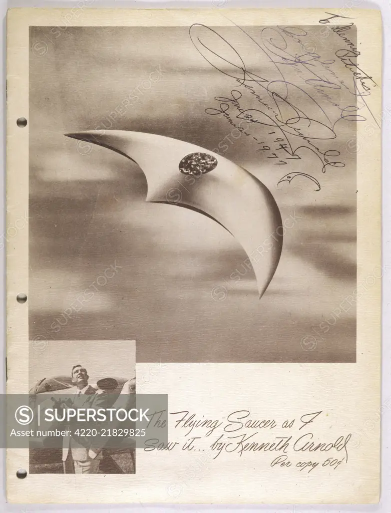 THE FLYING SAUCER AS I SAW  IT, by Kenneth Arnold, containing his own account.  This copy is signed by the author.        Date: 1950