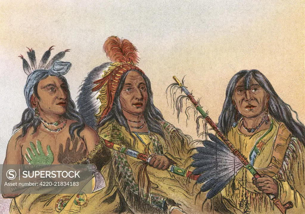 Three men of the Sioux people          Date: circa 1830