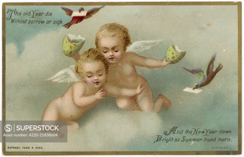 Two cherubs in the clouds          Date: circa 1880