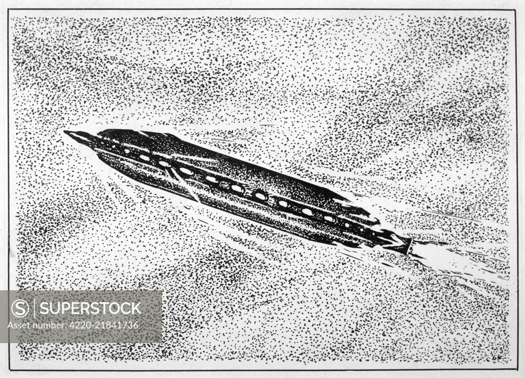 The crew of an aircraft of  Central Western Airlines see  this huge wingless cigar- shaped UFO travelling at very  high speed      Date: Winter 1953