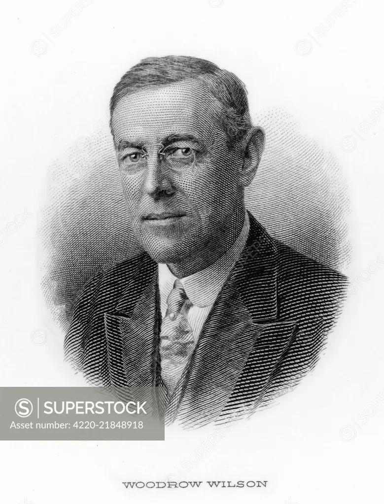 WOODROW WILSON  28th US President (1913-21).       Date: 1856 - 1924