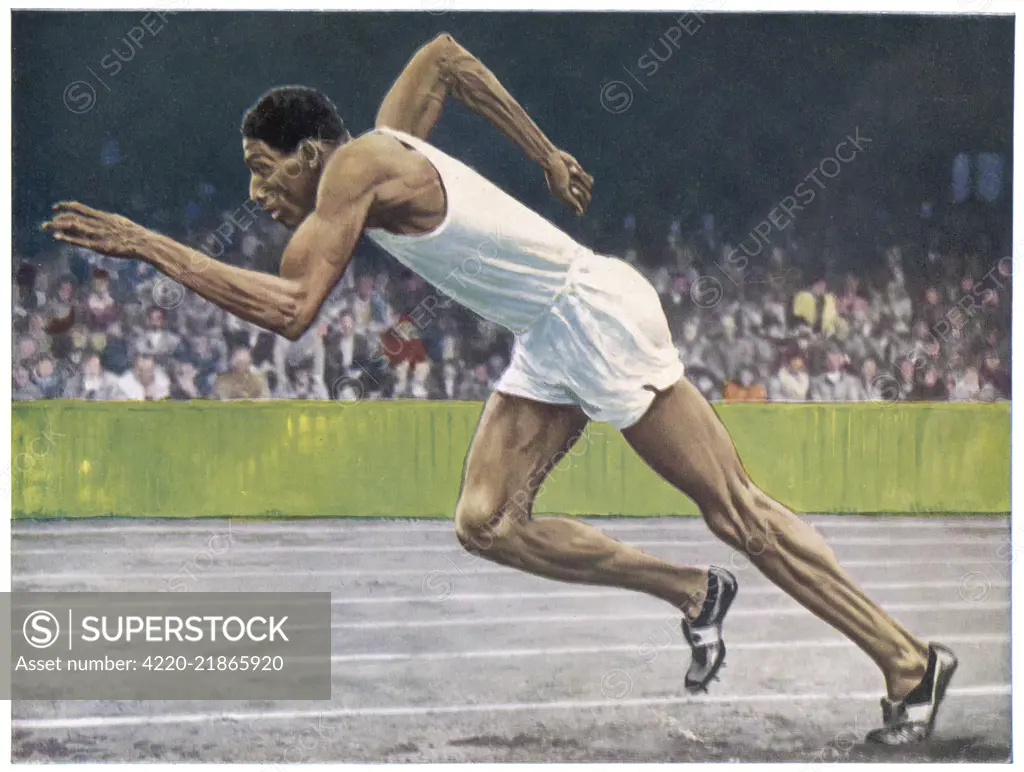 Arthur Wint (Jamaica) winning gold in the 400m at the 1948 London Olympic Games.     Date: 1948