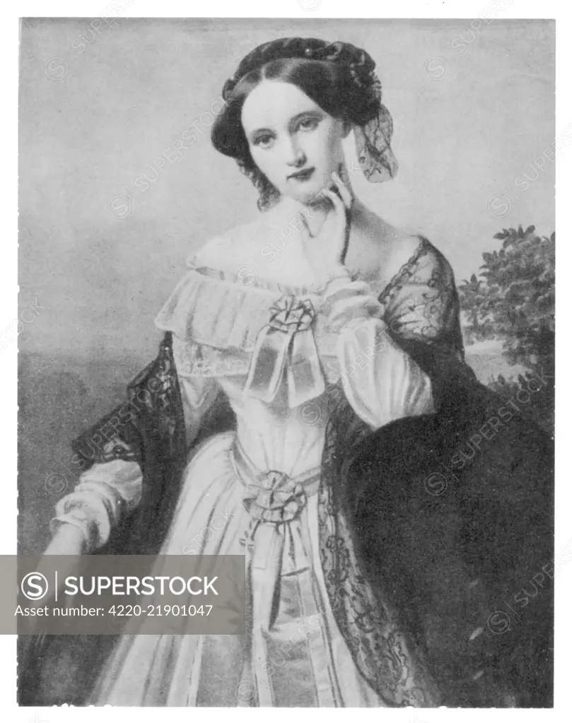 MATHILDE WESENDONCK (or Wesendonk) German poet who though married  infatuated Richard Wagner who set her poems to music - the Wesendonck  Lieder. Date: 1828 - 1902 - SuperStock