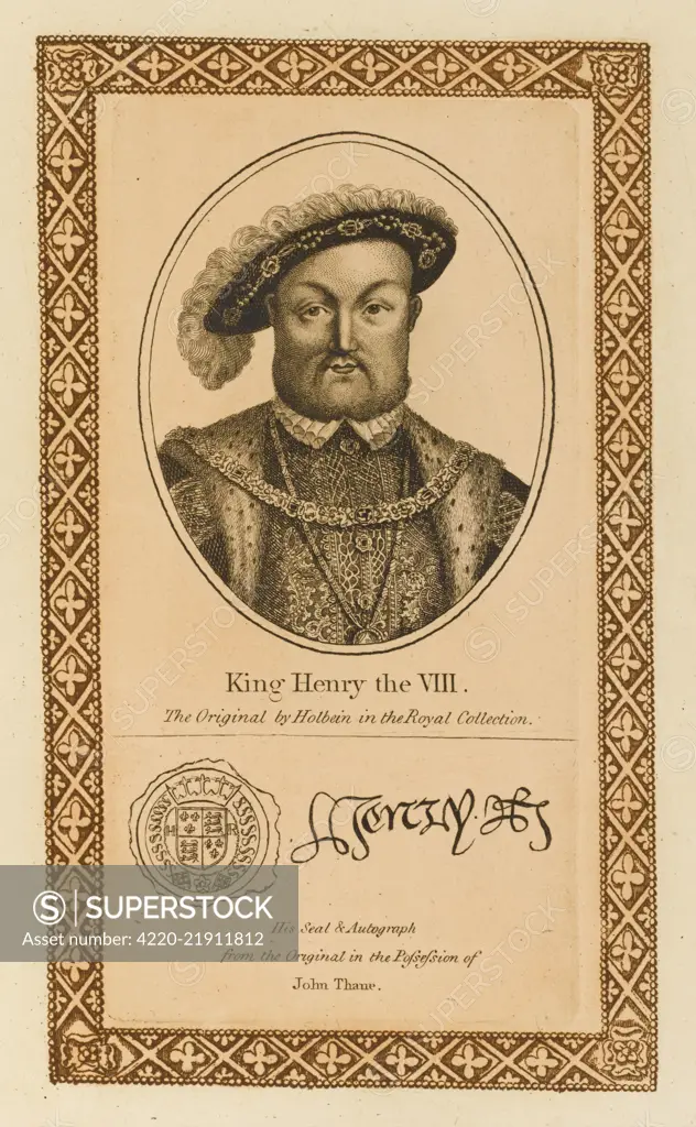 KING HENRY VIII (1491 - 1547) with his autograph  