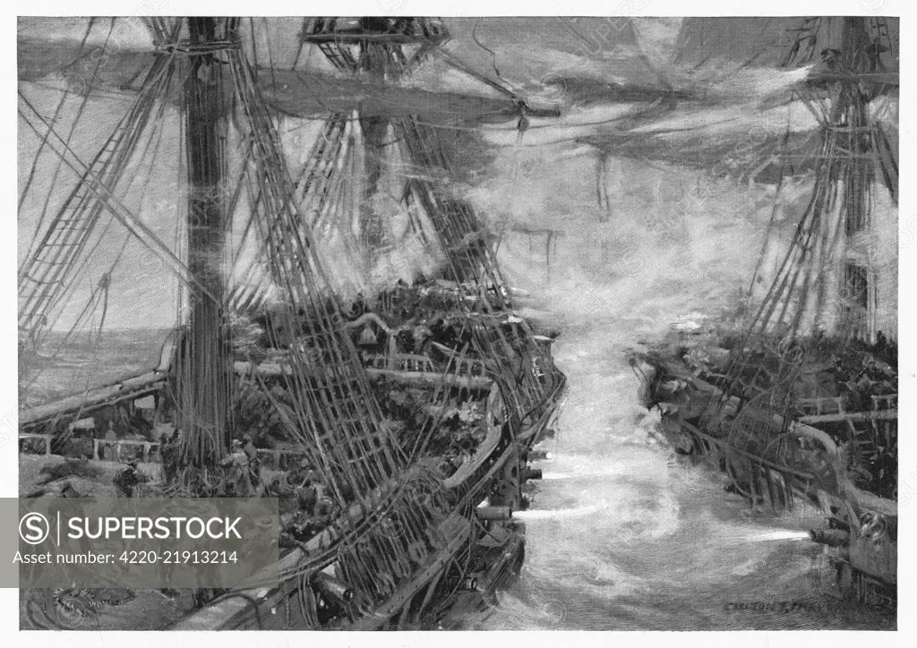 American captain John Paul  Jones in 'Ranger' captures the  British sloop 'Drake' off  Carrickfergus.        Date: December 1777