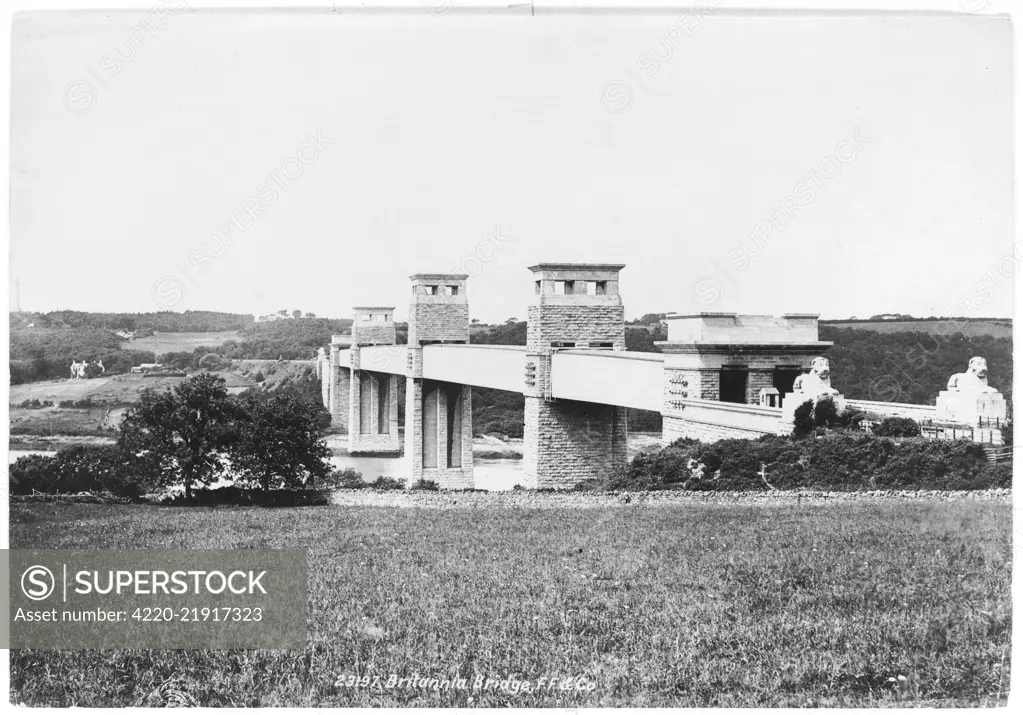 Britannia Bridge, designed by  Robert Stephenson         Date: 1890