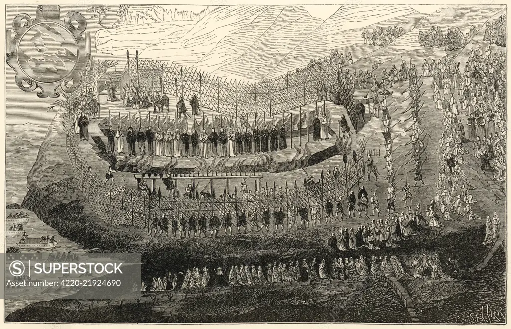 The great martyrdom of Nagasaki, September 10th 1622, in which 22 missionaries and native Christians were burnt to death, and 30 others, including several women and children, beheaded, in the presence of a vast crowd. Pope Pius IX commemorated this event by the beautification of 205 maytrs, which was decreed at Rome on the 7th of July, 1867.     Date: September 10th 1622