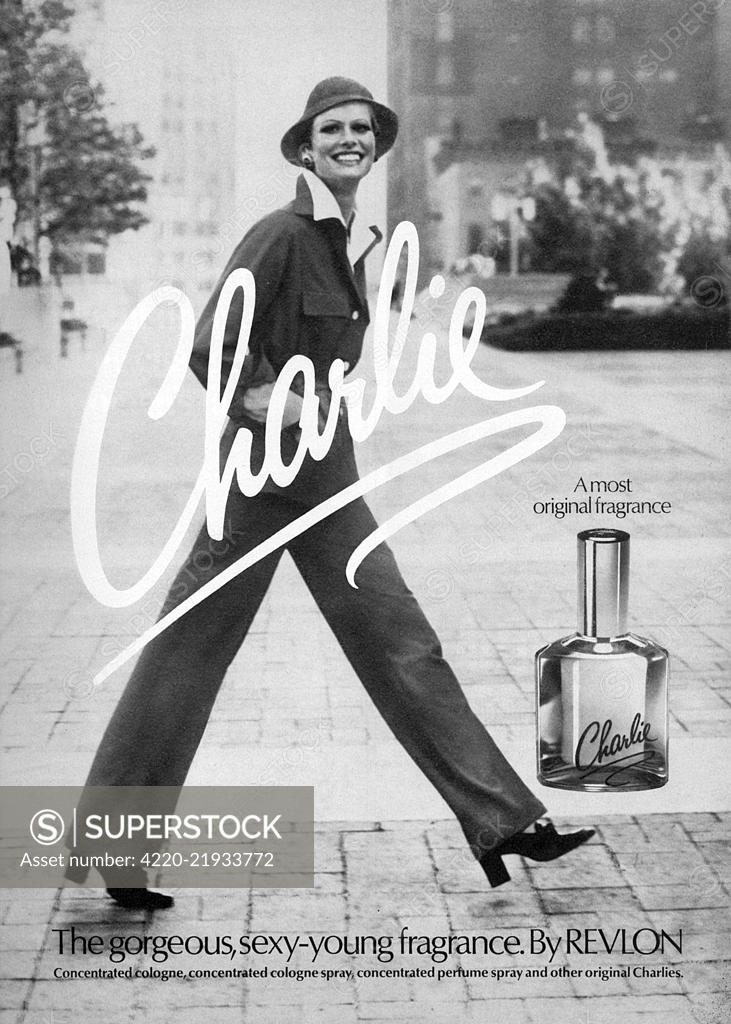 Advertisement for the fragrance Charlie by Revlon, one of the most