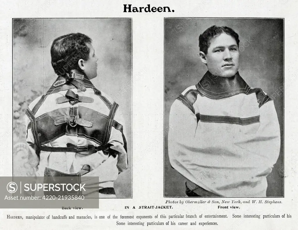 Theodore Hardeen (1876   1945), Hungarian magician and escape artist, younger brother of the famous Harry Houdini, (with whom he formerly worked with), known simply as 'Hardeen' or 'Brother of Houdini', was the founder of the Magician's Guild.     Date: 1905