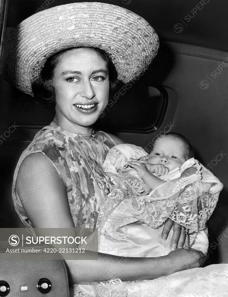 Princess Margaret &amp; baby daughter Sarah Armstrong Jones.  10 June 1964