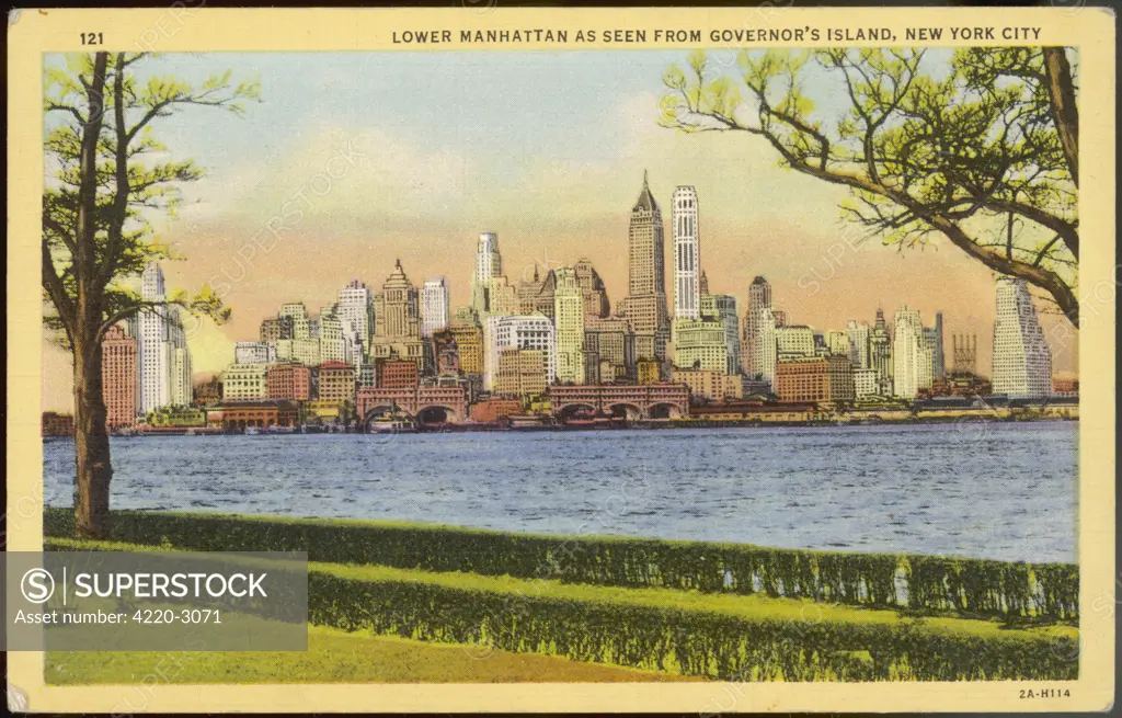 Lower Manhattan seen fromGovernor's Island Date: circa 1930