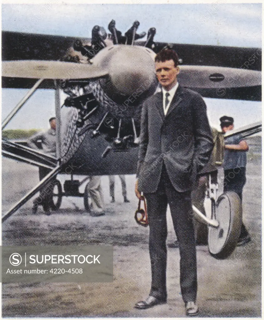 Charles Augustus Lindbergh  with the 'Spirit of St Louis'