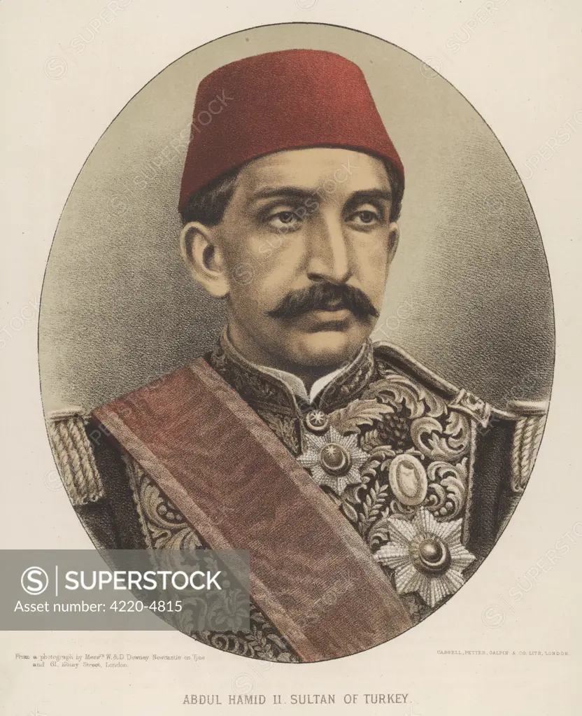 ABDUL HAMID II  Ottoman Sultan (1876-1909) who went to war abroad,  misgoverned at home, and was eventually deposed