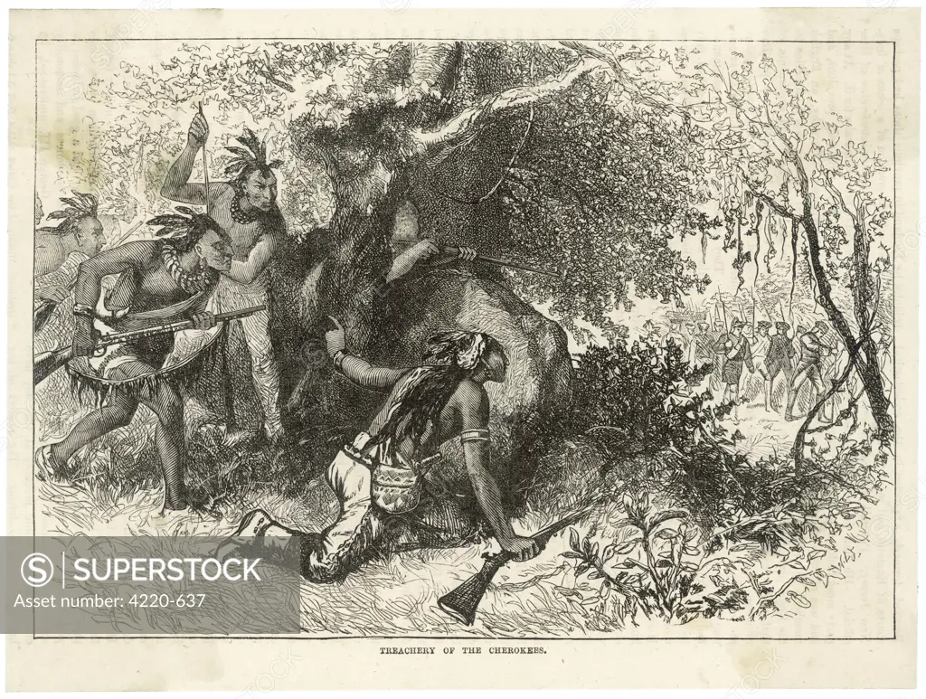 Cherokee Indians ambush British soldiers