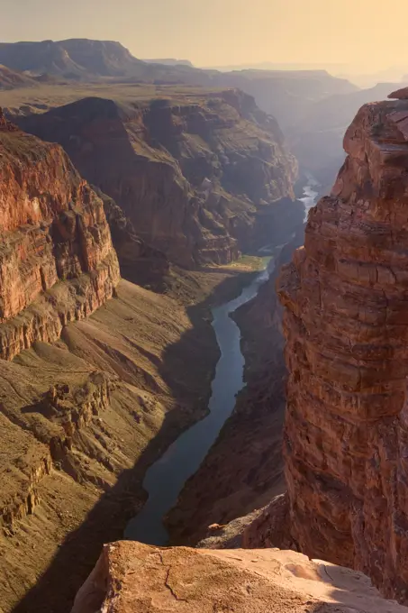 Grand Canyon and Colorado River - evening at the North Rim of the Grand Canyon at Toroweap. Toroweap, North Rim, Grand Canyon National Park, Arizona, USA  .