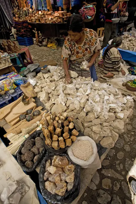 Guatemala - Chichicastenango Market - woman selling chalk 