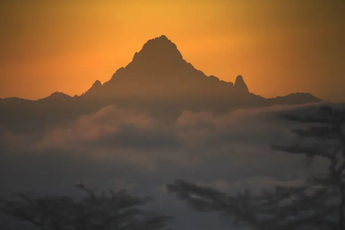 Mount Kenya  at sunrise. Kenya.     Date: 