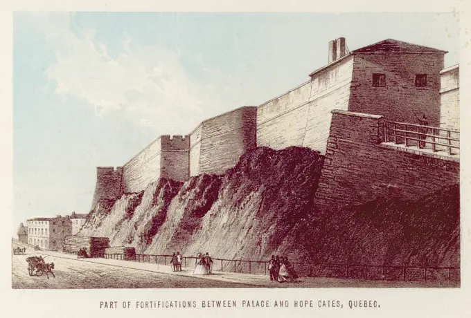 Quebec:part of the fortifications between Palace and Hope Gates Date: circa 1860