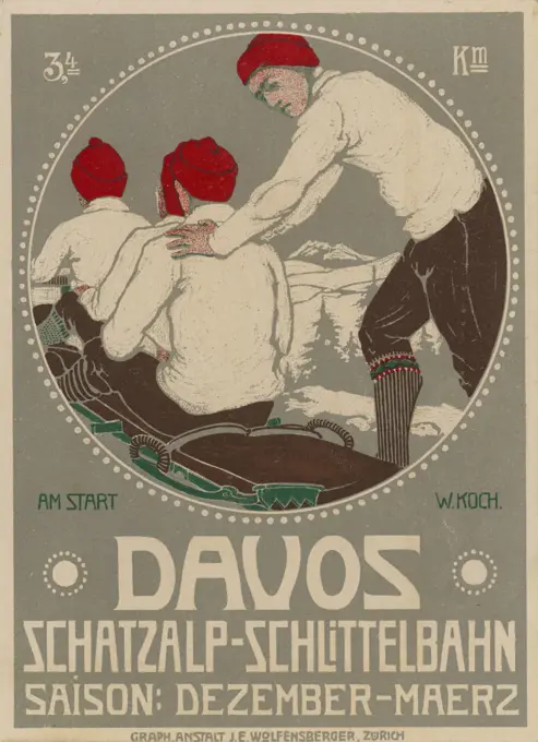 A brochure design for theKaiser Wilhelm II toboggancontest at Davos, Switzerland.Date: 1910