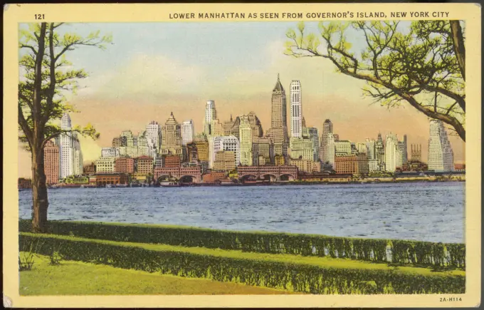 Lower Manhattan seen fromGovernor's Island Date: circa 1930