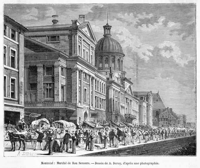 Marche de Bon Secours - astreet market like those inFrance.Date: circa 1860