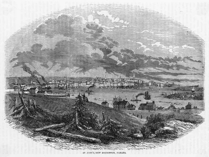 Distant view of the town. Do not confuse with StJohn's, NewfoundlandDate: circa 1860