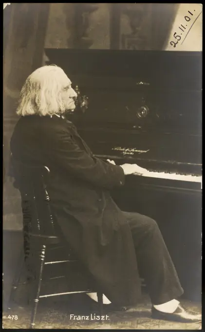 FRANZ LISZT in old age, at the keyboard         Date: 1811-1886