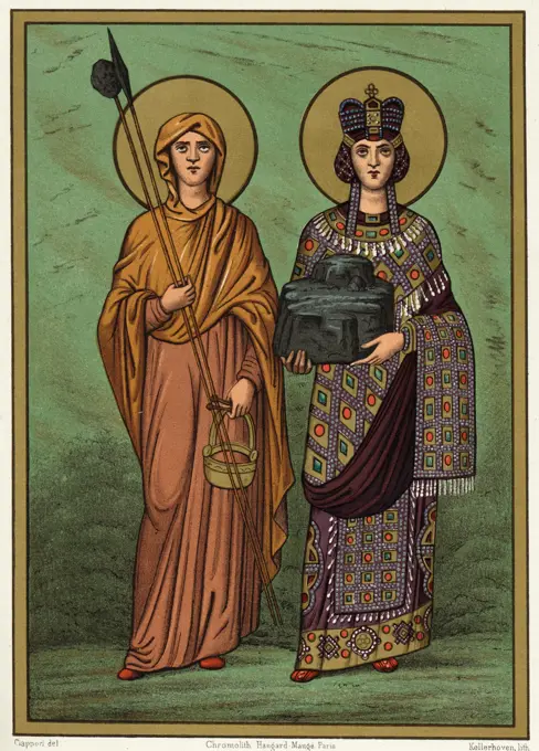 FLAVIA JULIA HELENA Empress and saint, carrying a portion of the  cross on which Jesus was  crucified, which she was  fortunate enough to discover