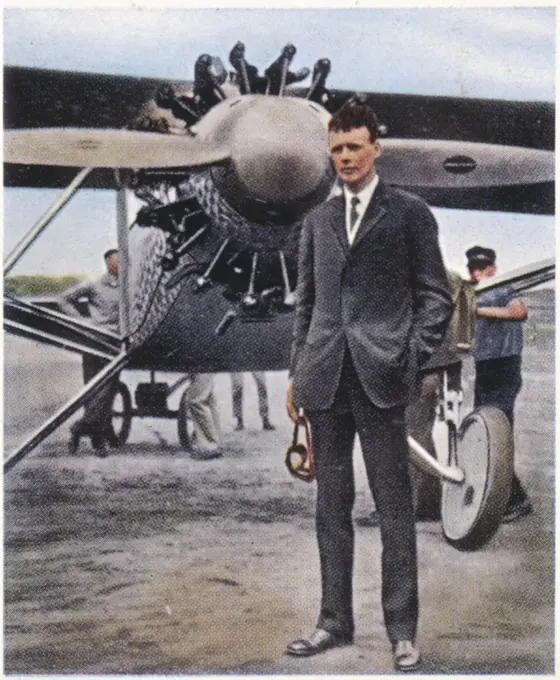 Charles Augustus Lindbergh  with the 'Spirit of St Louis'