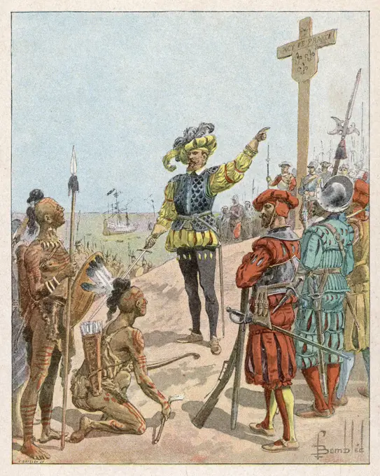 Jacques CARTIER takes  possession of the Baie de  Gaspe in the name of the king  of France