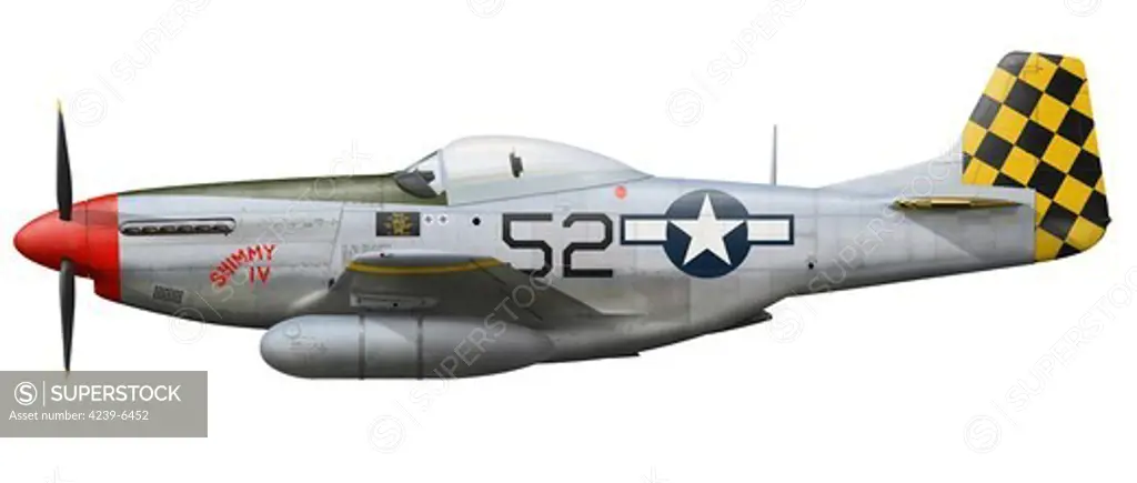Airplane P-51 Mustang Fighter Plane Stock Photo, Picture and