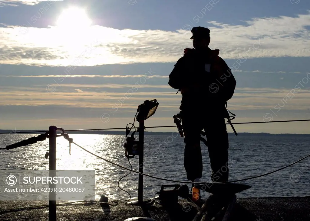 Annapolis, Maryland, October 25, 2009 - Sonar Technician stands sentry aboard the Los Angeles-class attack submarine USS Annapolis.