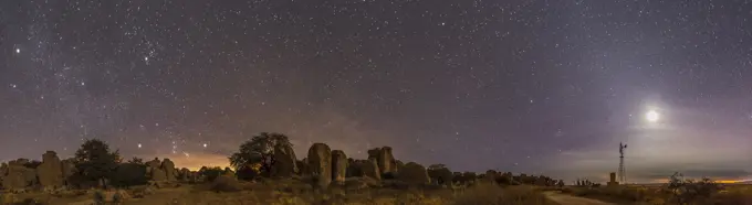 Waxing moon above the City of Rocks State Park, New Mexico.