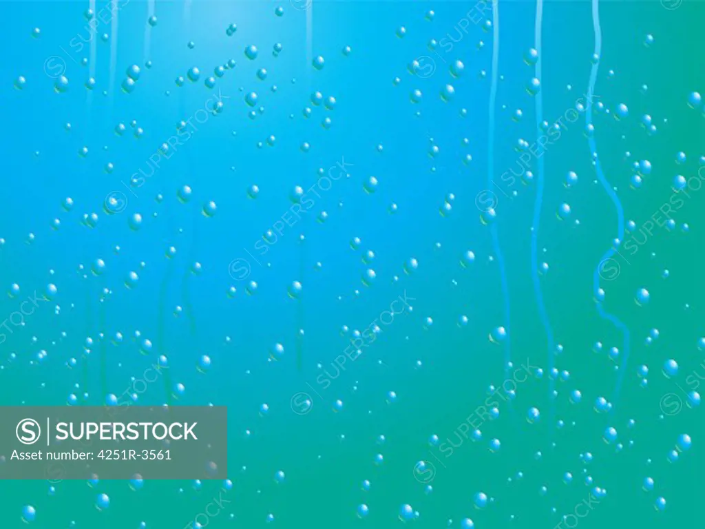 Abstract raindrop background with tracks of rain that has already raced down the pane