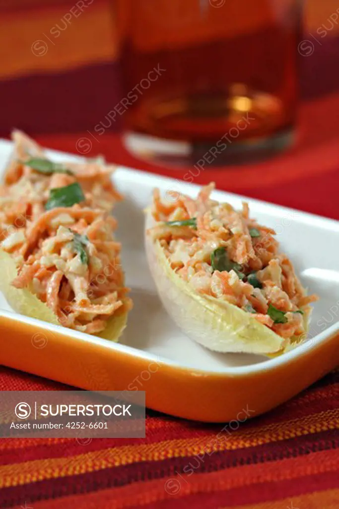 Surimi stuffed endive