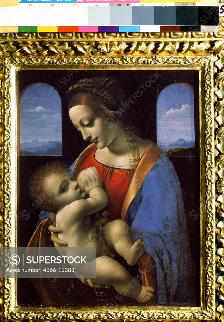 Madonna Lactans by Leonardo da Vinci, tempera on canvas, 1490-1491, 1452-1519, State Hermitage, St. Petersburg42x33