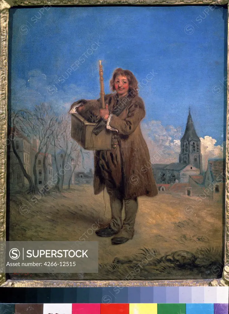 Pipe player by Jean Antoine Watteau, Oil on canvas, 1716, 1684-1721, Russia, St. Petersburg, State Hermitage, 40, 5x32, 5