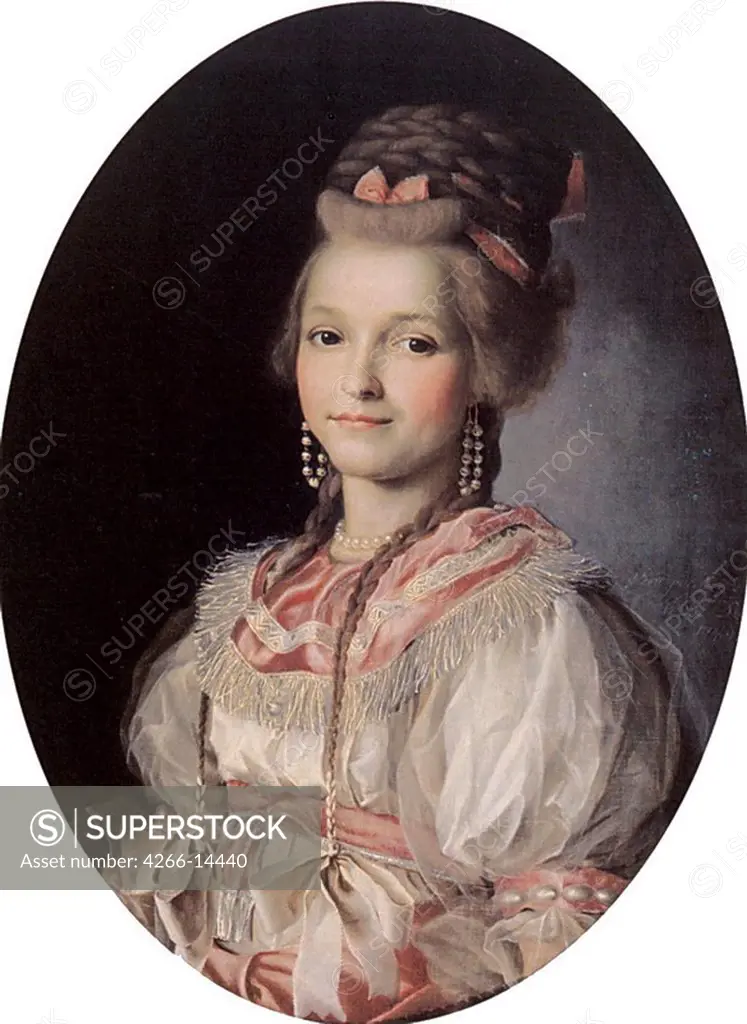 Portrait of Tatiana Shlykova-Granatova by Nikolai Ivanovich Argunov, Oil on canvas, 1789, 1771-after 1829, Russia, Moscow, State Museum of Ceramics and Country estate of 18th cen. Kuskovo, 79x55