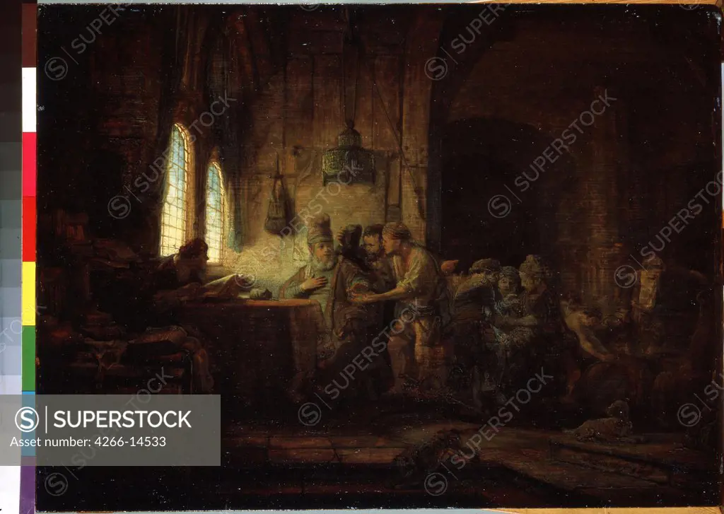 Parable of labourers in vineyard by Rembrandt van Rhijn, oil on wood, 1637, 1606-1669, Russia, St Petersburg, State Hermitage, 31x42