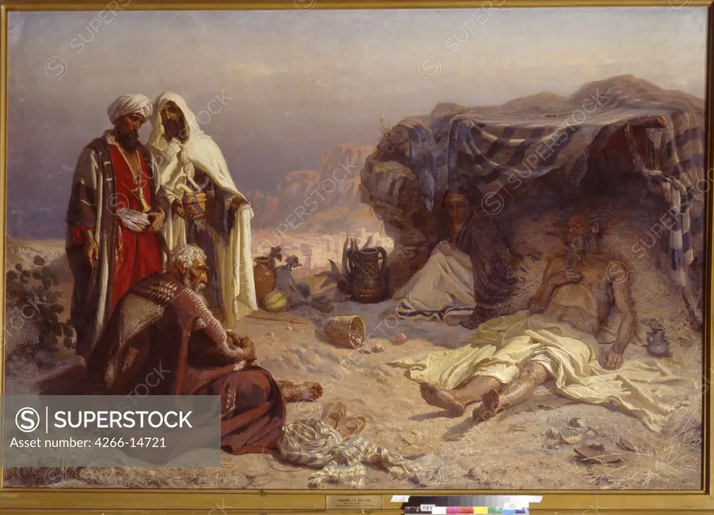 Scene from Old Testament, Book of Job by Evgeni Kirillovich Makarov, oil on canvas, 1869, 1842-1884, Russia, St. Petersburg, Museum of Fine Arts Academy, 140x205