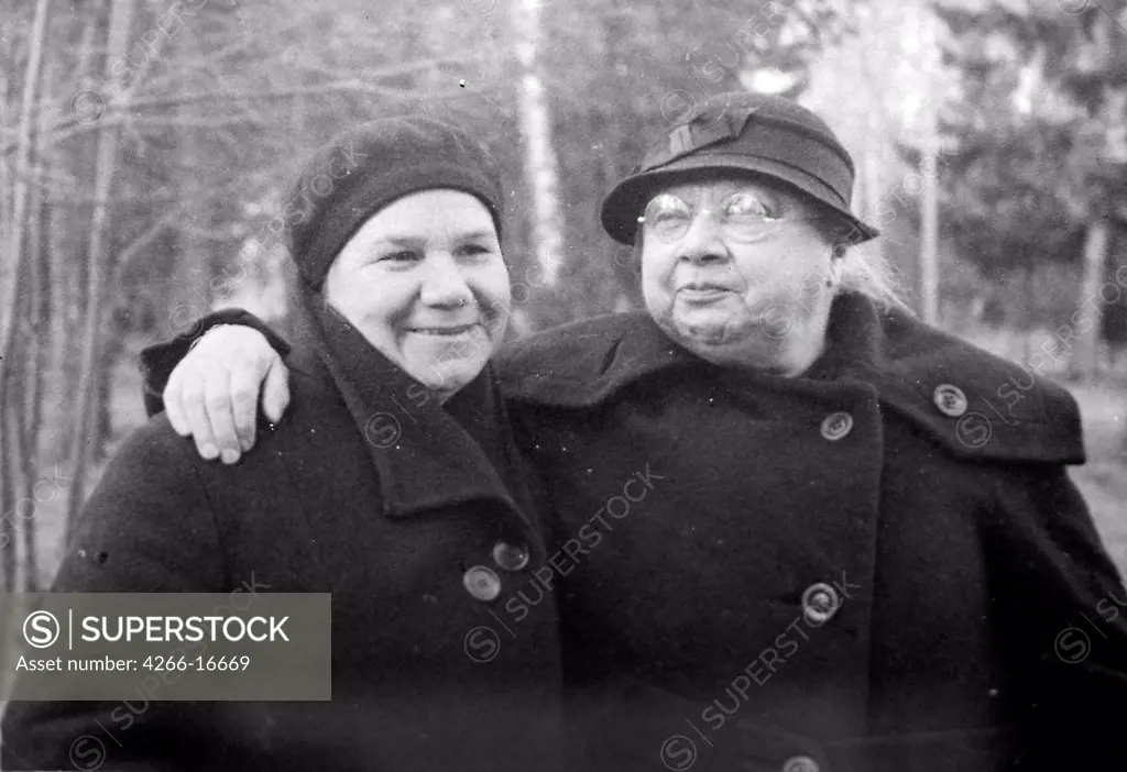 Nadezhda Krupskaya, Lenin's wife, with her friend by Anonymous  /State Museum of the Political History of Russia, St. Petersburg/1936/Photograph/Russia/Portrait,Genre