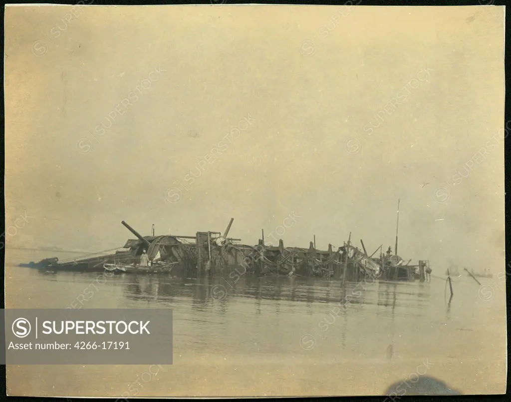 Sinking of the cruiser Varyag at Battle of Chemulpo Bay by Anonymous  /Russian State Film and Photo Archive, Krasnogorsk/1904/Photograph/Russia/History