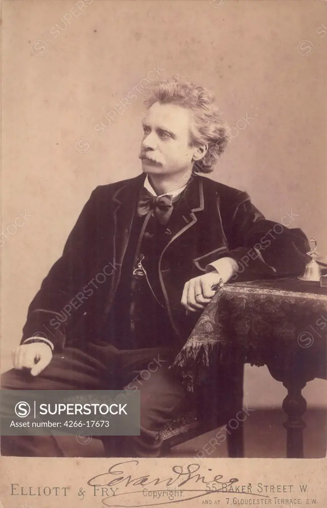 Portrait of Edvard Grieg (1843-1907) by Photo studio Elliott & Fry, London  /Bergen Offentlige Bibliotek/Photograph/England/Portrait